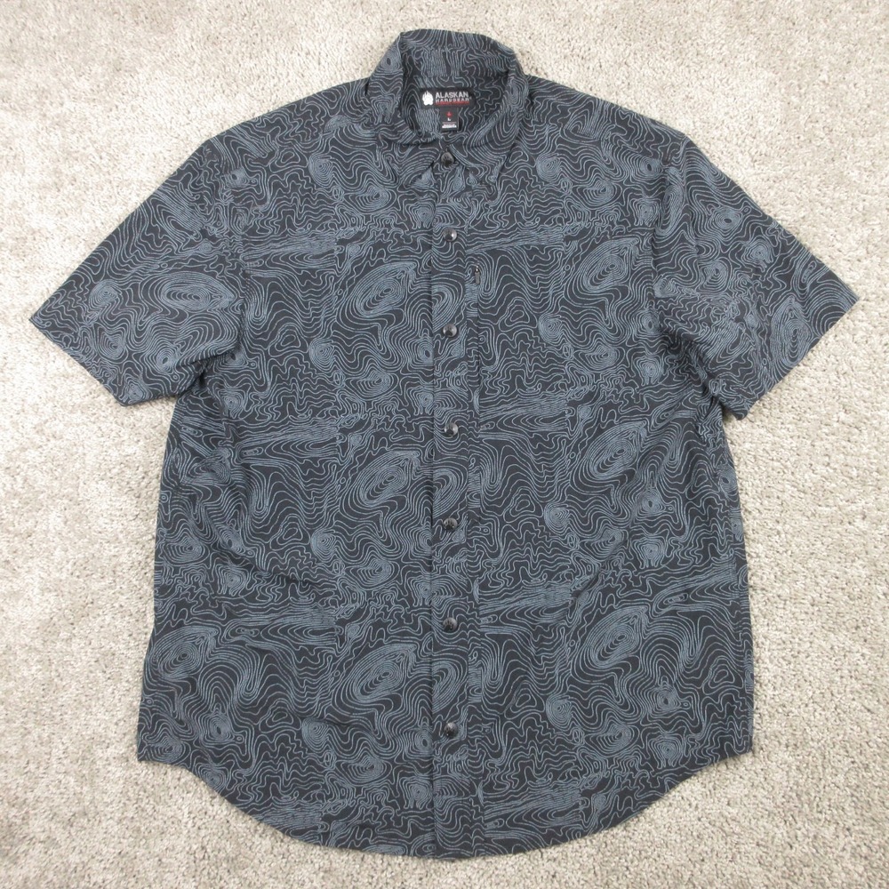 Duluth Shirt Mens Large Black Alaskan Hardgear Chilkat River Stretch Button Up